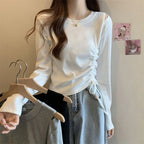 Damen Langarmshirt mit seitlichem Rüschendetail und lässigem Schnitt