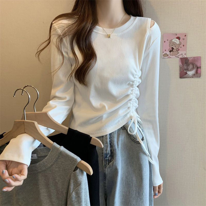 Damen Langarmshirt mit seitlichem Rüschendetail und lässigem Schnitt