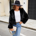Damen Elegante und trendige Kunstpelzjacke R&B