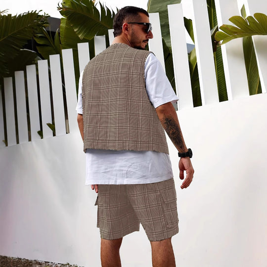 Herren stylischer Utility-Weste mit mehreren Taschen R&B