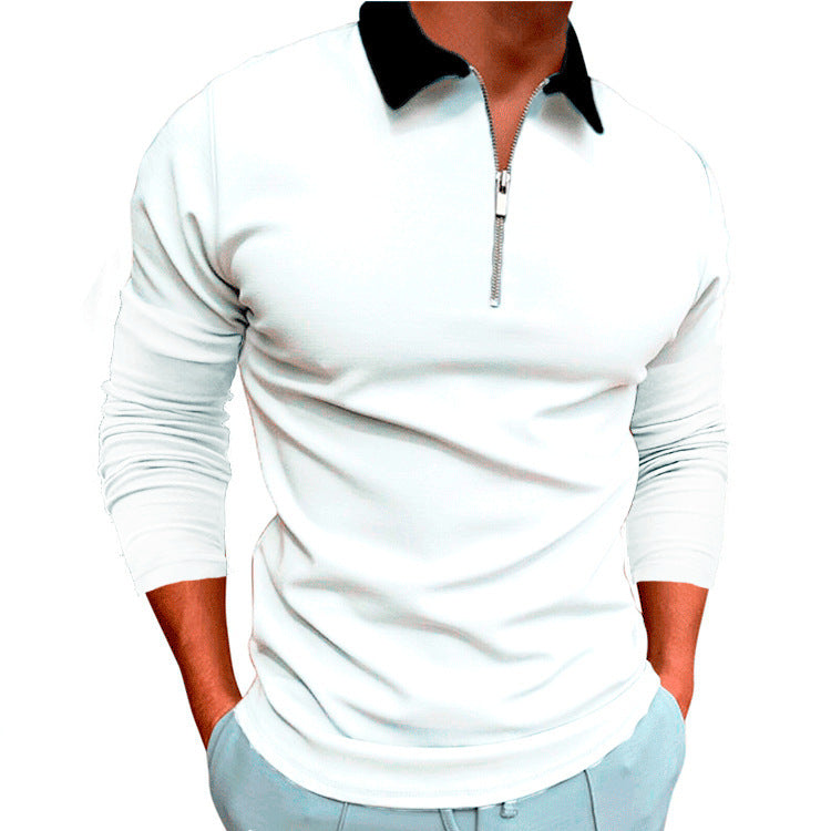 Herren sportlicher Pullover mit 1/4 Reißverschluss und kontrastierendem Kragen R&B