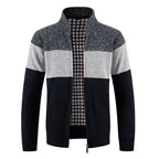 Herren Strickjacke mit modernem Farbblockdesign und kuscheligem Innenfutter R&B