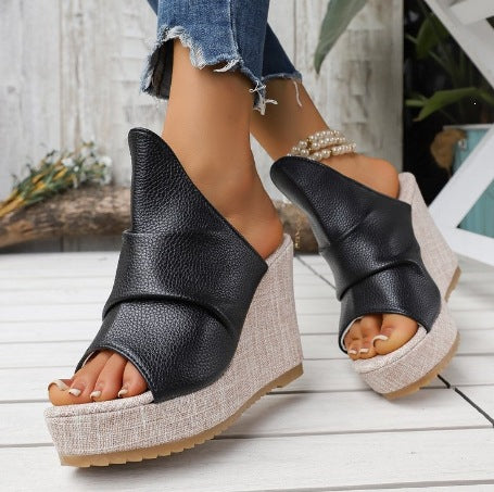 Damen Wedge-Pantoletten mit modischem Schnitt und offenem Zehenbereich R&B