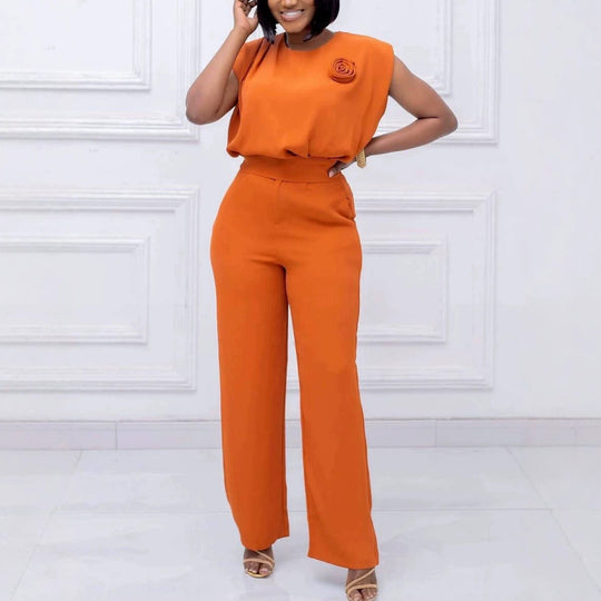 Damen eleganter All-in-One-Jumpsuit mit floralem Detail R&B