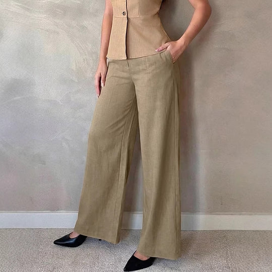 Damen Elegante Palazzo-Hose mit hohem Bund und schickem Schnitt R&B