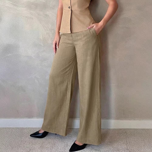 Damen Elegante Palazzo-Hose mit hohem Bund und schickem Schnitt R&B