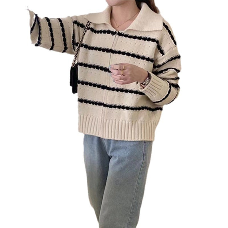 Damen gestreifter Strickpullover R&B