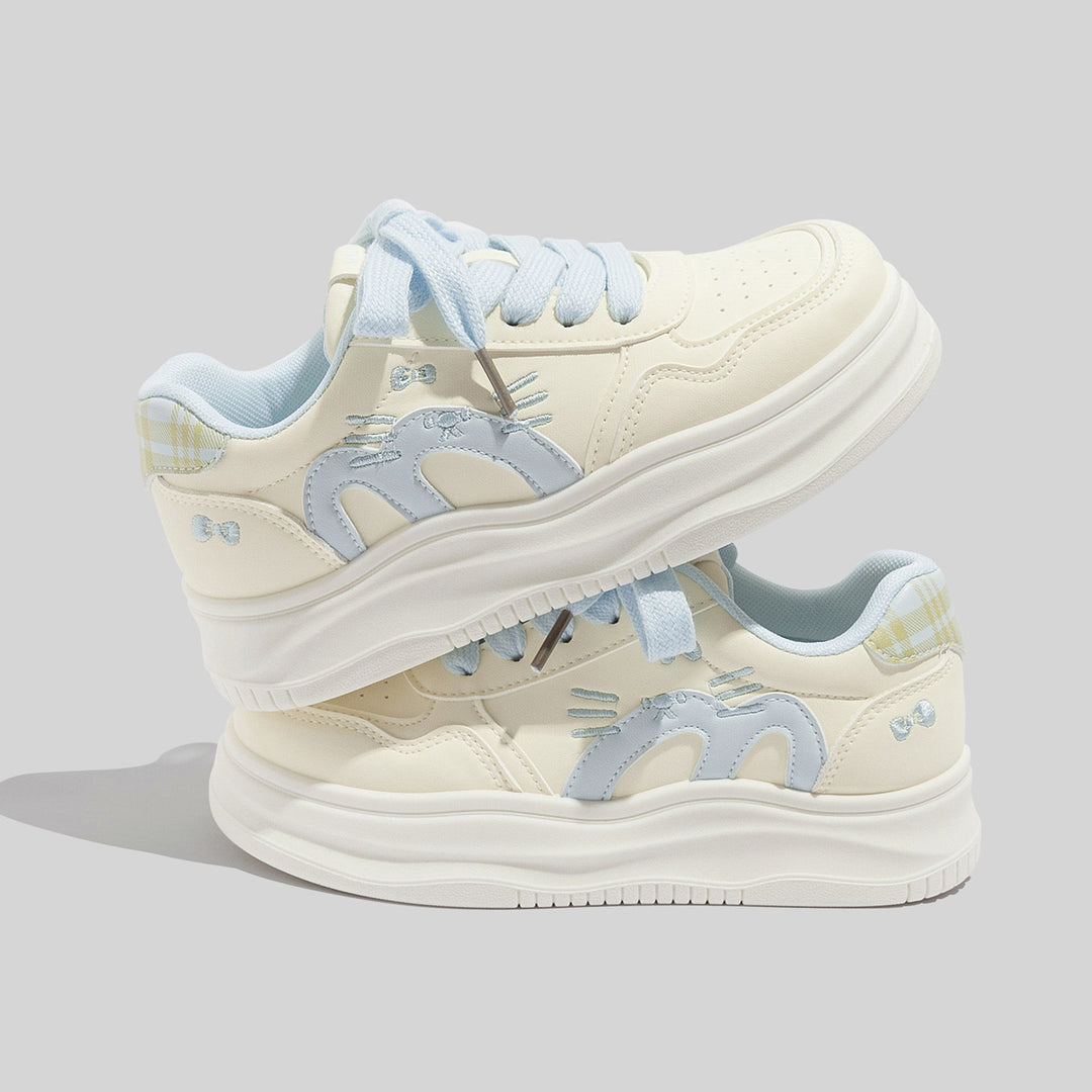 Damen Sportliche Sneakers mit verspieltem Katzenmotiv und weichem Innenfutter R&B