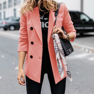 Damen Modischer Doppelreiher-Blazer mit schmaler Silhouette und praktischen Taschen R&B