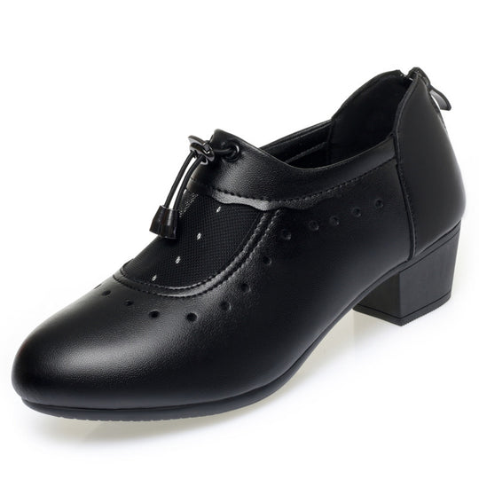 Damen Elegante Mary Jane Schuhe mit durchsichtiger Mesh-Spitze und komfortablem Blockabsatz R&B