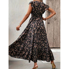 Damen Maxikleid mit floralem Design und voluminösen Ärmeln R&B
