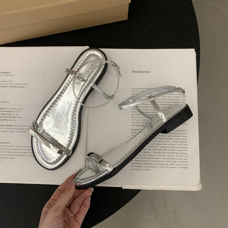 Damen elegante Riemchen-Sandalen mit modischem Glitzerakzent R&B