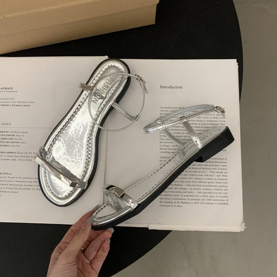 Damen elegante Riemchen-Sandalen mit modischem Glitzerakzent R&B