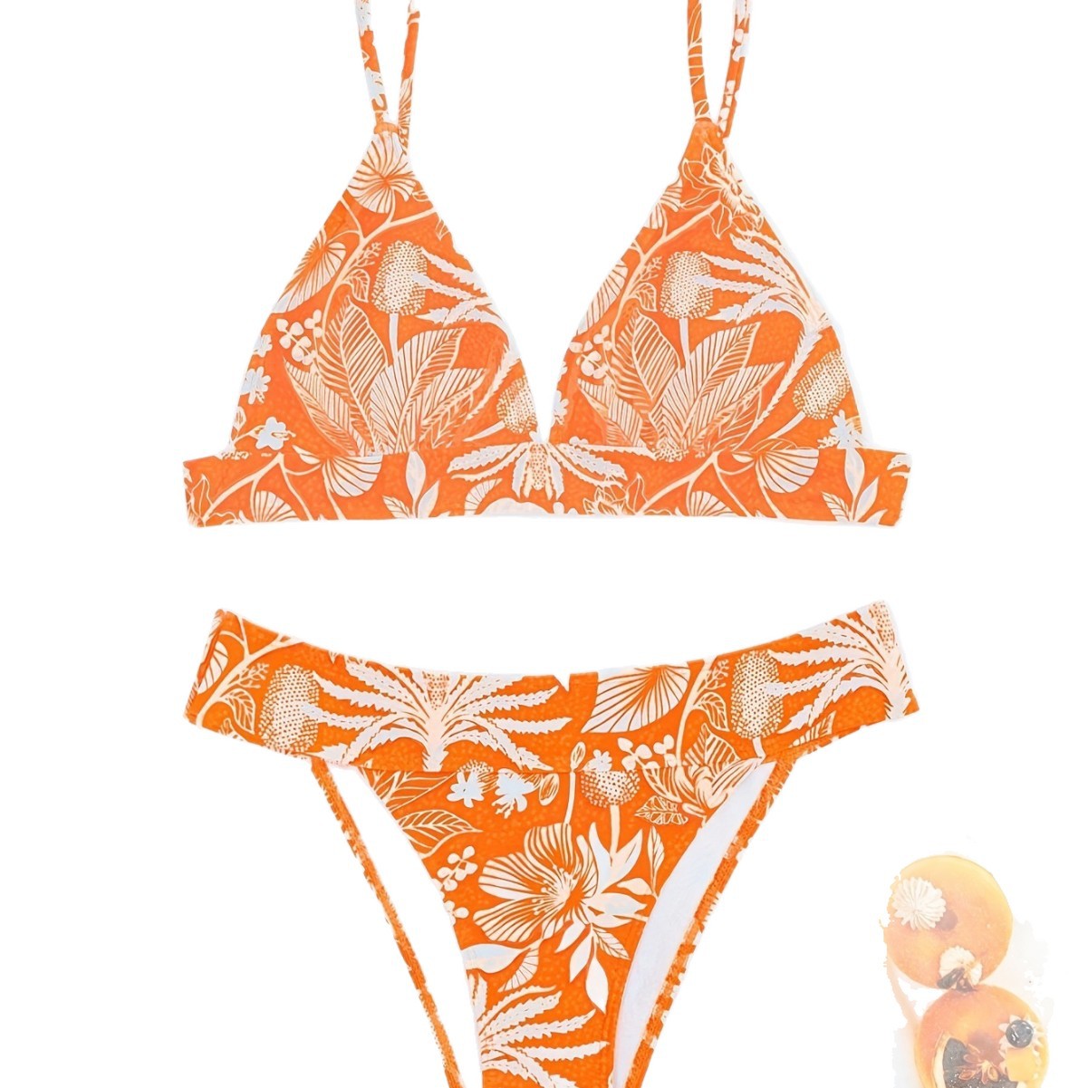Damen Triangel-Bikini mit floralen Mustern und verstellbaren Trägern R&B