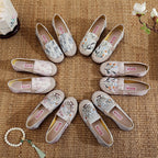 Damen bequeme Mokassins mit handgefertigtem Blumenmuster