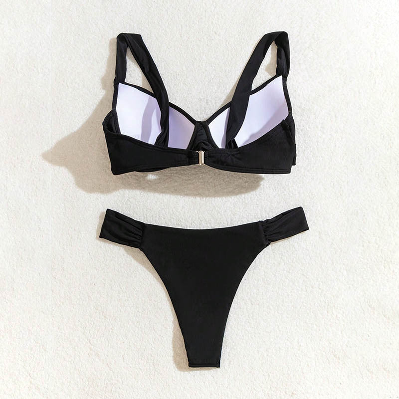 Damen Triangel-Bikini-Set mit elegantem Wickeldetail und stützenden Trägern R&B