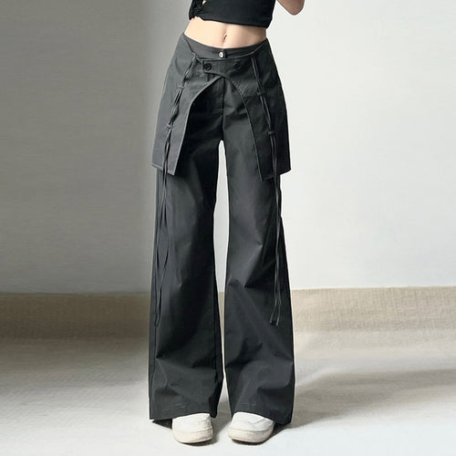 Damen stylische Utility-Hose mit weitem Schnitt und verstellbaren Binde-Details R&B