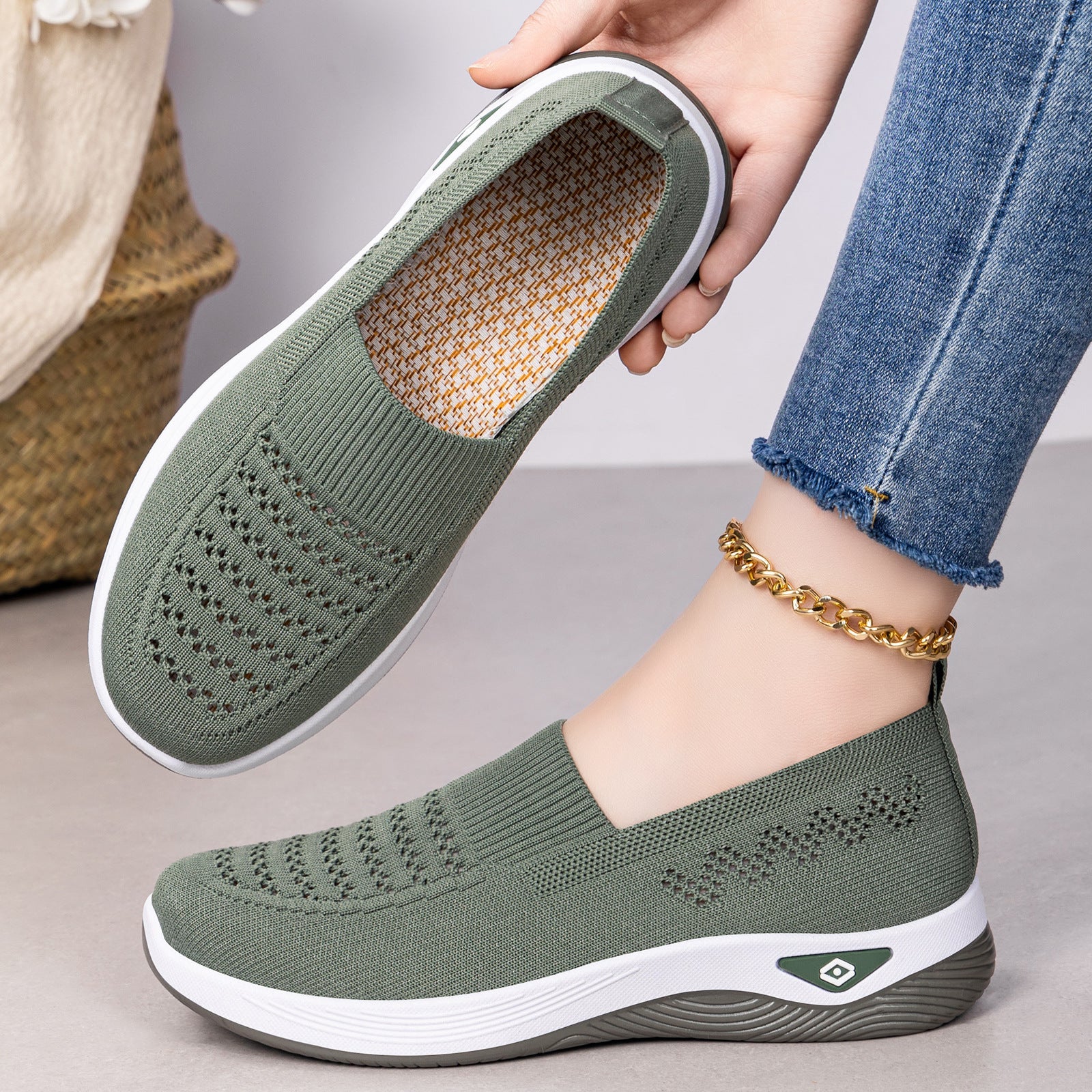 Damen Leichte Komfort-Sneaker mit atmungsaktiver Strickoberfläche
