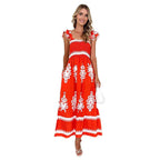 Damen Maxikleid mit verspieltem Rüschendesign und floralem Print R&B