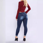 Damen Slim-Fit Jeanshosen mit Distressed-Details R&B