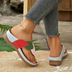 Damen Zehentrenner-Sandalen mit modischem Blatt-Design und anatomischem Fußbett R&B