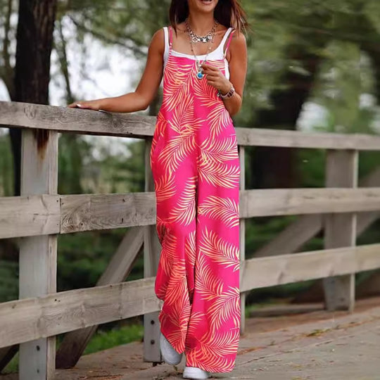 Damen Maxikleid mit verspieltem Ethno-Muster und breiten Trägern R&B