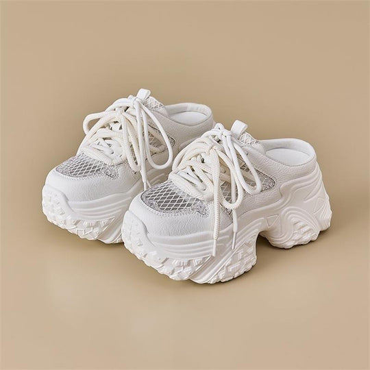 Damen Sportliche Sneakers mit hohem Plateau und atmungsaktiver Netzstruktur R&B