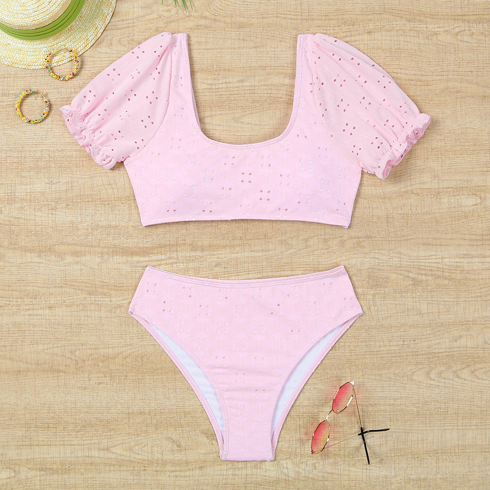 Damen Bikiniset mit Puffärmeln und floralen Details R&B