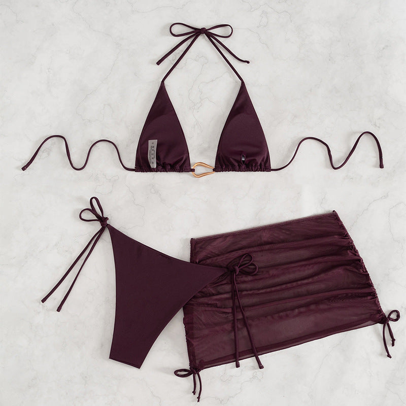 Damen Bikini-Set mit Triangle-Oberteil und verstellbarem Rock R&B