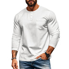 Herren Langarm-Henley-Shirt mit strukturierter Oberfläche und praktischer Brusttasche R&B