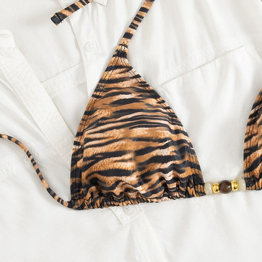 Damen Triangel-Bikini mit raffinierten Tierdruck-Details R&B