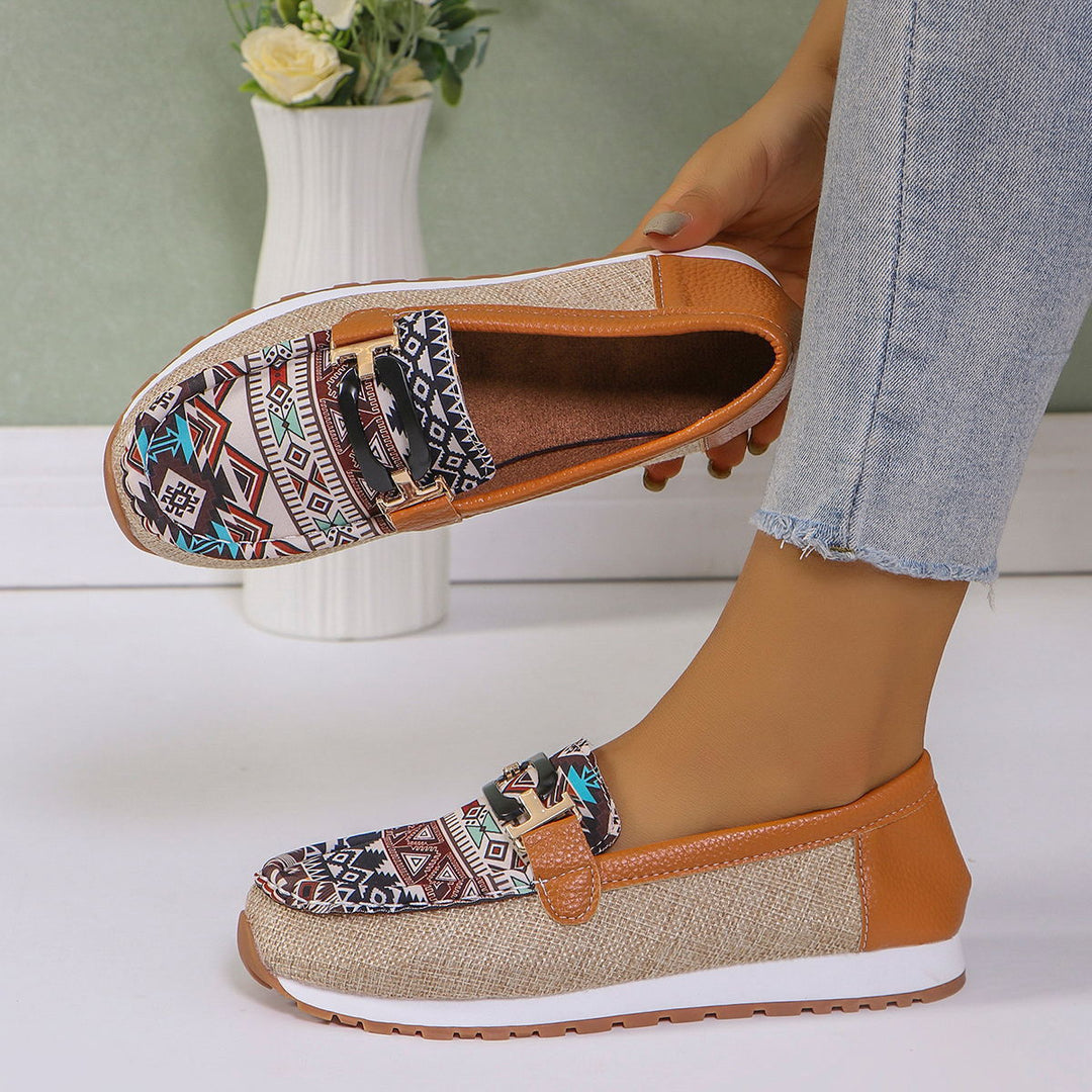 Damen Freizeit-Mokassins mit modischem Tribal-Muster und rutschfester Sohle R&B
