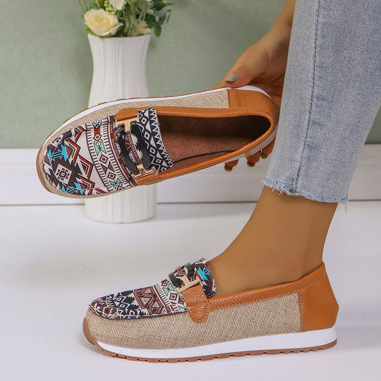 Damen Freizeit-Mokassins mit modischem Tribal-Muster und rutschfester Sohle R&B