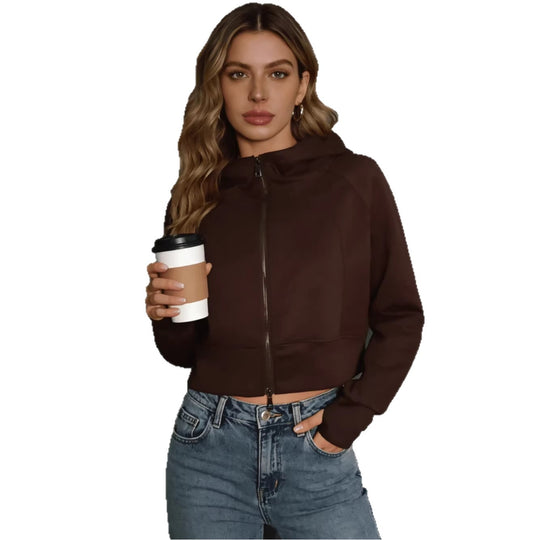 Damen sportliche und modische Jacke mit Kapuze R&B