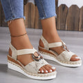Damen Wedge-Sandalen mit dekorativem Riemen und modischem Akzent R&B