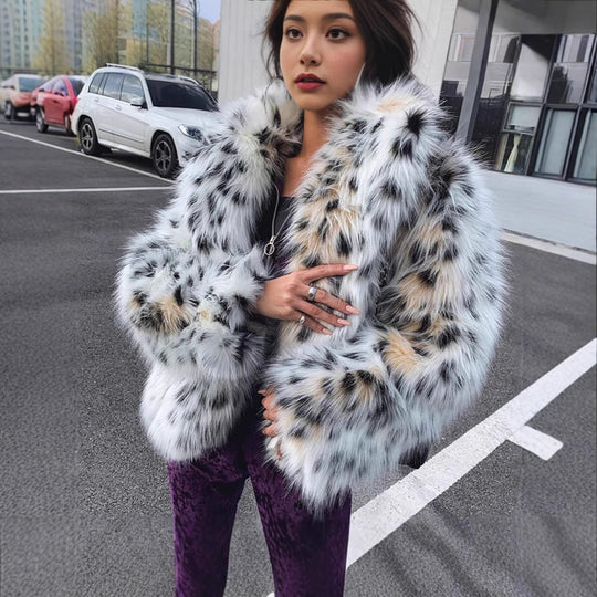 Damen Fluffy Kunstfell Jacket R&B