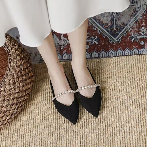 Damen elegante Ballerinas mit Perlenschmuck R&B