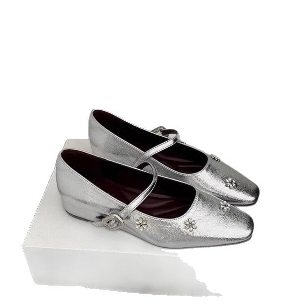 Damen modische Mary Jane Ballerinas mit eleganter Breite und verziertem Design R&B