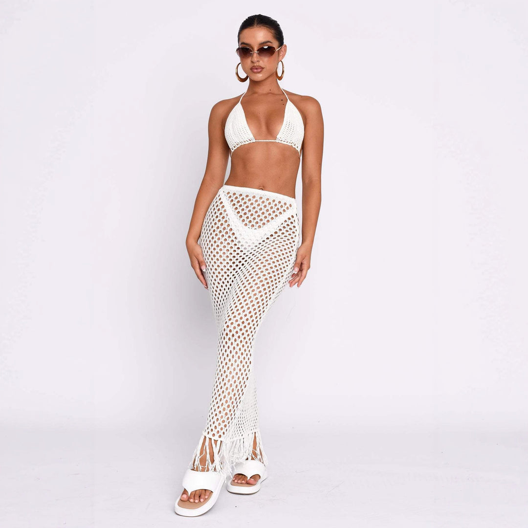 Damen gehäkelter Bikini und Röhrenhose Set R&B