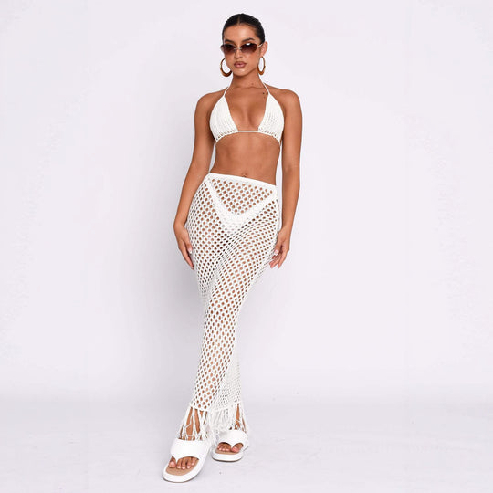 Damen gehäkelter Bikini und Röhrenhose Set R&B