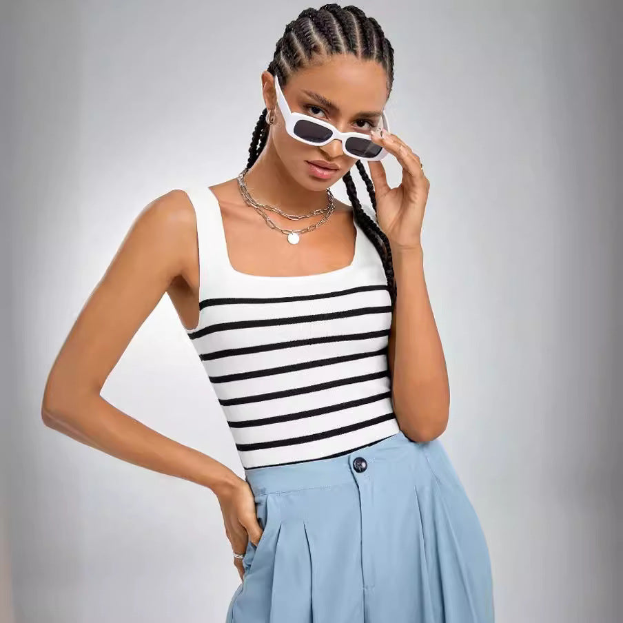 Damen gestreifter Baumwollbody R&B