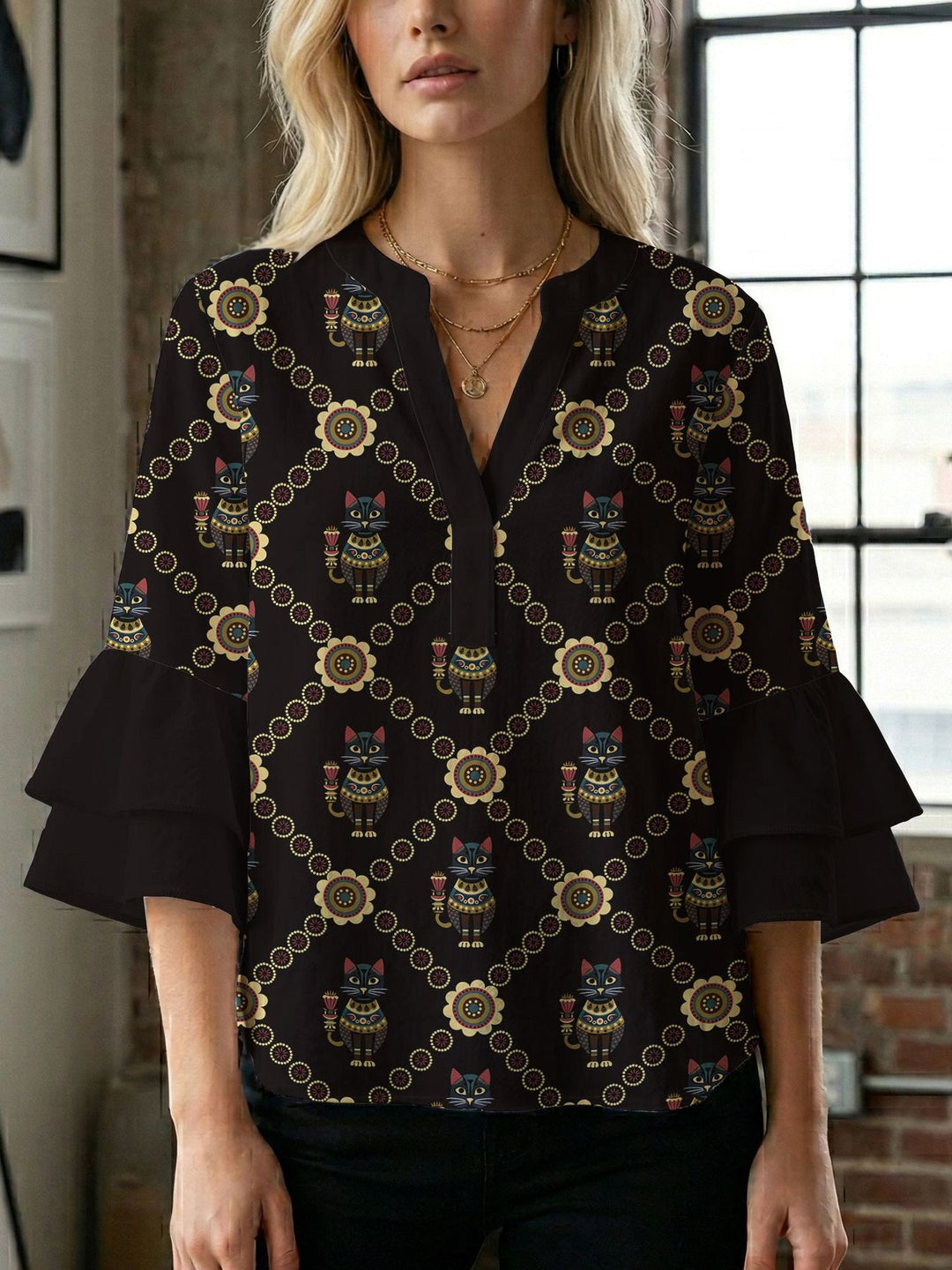 Damen Bluse mit wunderschönen floralem Design R&B