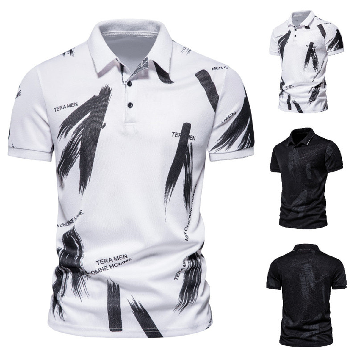 Herren modisches Poloshirt mit grafischen Akzenten und atmungsaktiven Eigenschaften