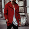 Herren stylischer Hoodie-Mantel mit doppelter Knopfreihe und weitem Kragen R&B
