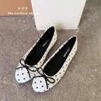 Damen Ballerinas mit modischem Punkte-Design und dekorativem Schleifenakzent R&B