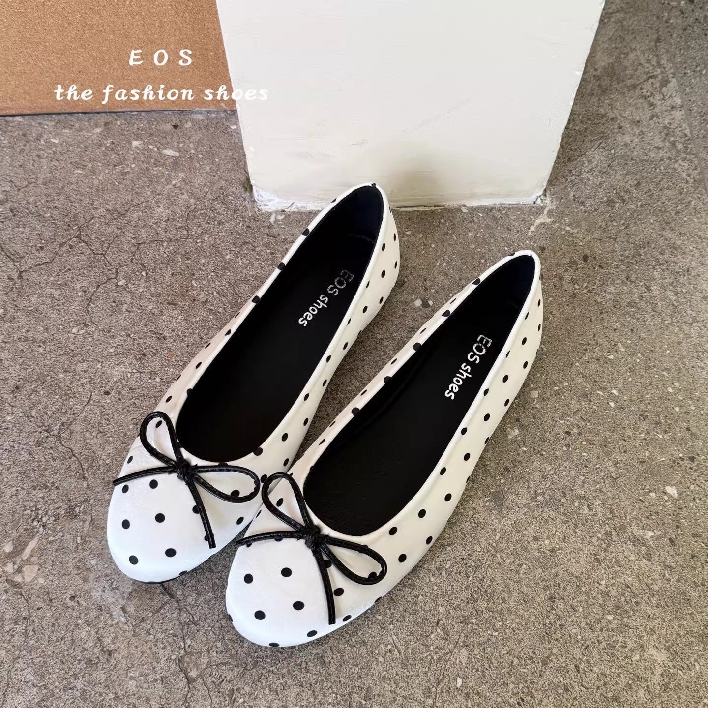 Damen Ballerinas mit modischem Punkte-Design und dekorativem Schleifenakzent R&B