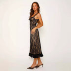 Damen Spitzen-Nachtkleid mit Rüschen und dekorativen Trägern R&B