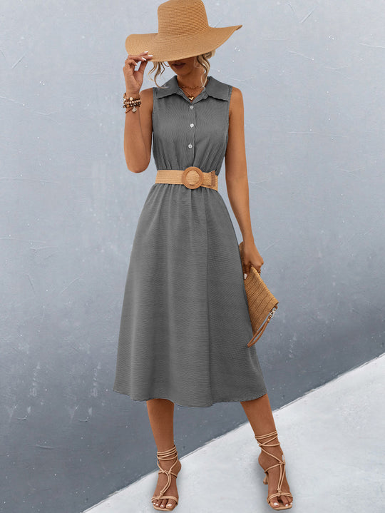 Damen Schickes Hemdblusenkleid mit tailliertem Gürtel und femininer Silhouette R&B