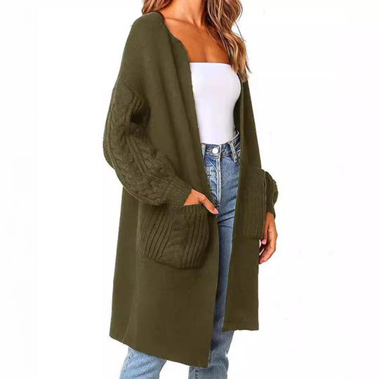 Damen gemütliche Strickjacke mit Taschen R&B