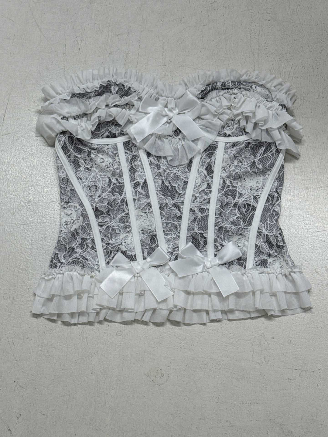 Damen Spitzen-Bustier mit Rüschendetails R&B